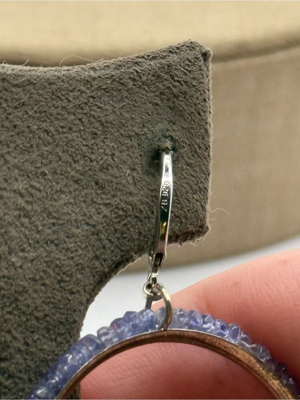 925 sterling silver tanzanite Bead Hoop Earrings